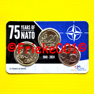 Nederland 5 cent,20 cent en 50 cent 2024 in blister.(75 jaar Nato)