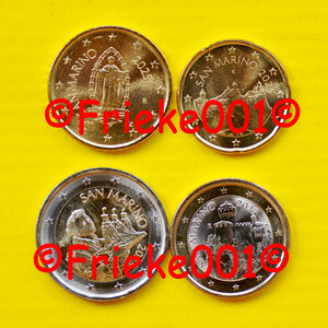 San marino 20 en 50 cent,1 en 2 euro 2025 unc