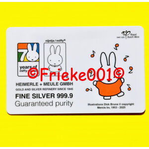Pays-Bas 70 ans Miffy 1 gramme argent sous blister