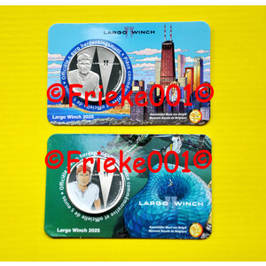 België 2x 5 euro 2025 in blister gekleurd-niet gekleurd.(Largo Winch)