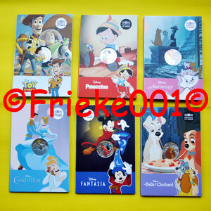 Frankrijk 6x 10 euro 2025 zilver in blister gekleurd.(Disney)