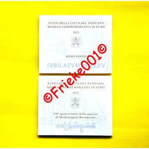 Vaticaan 2x 2 euro 2025 in blister.(Michelangelo en Heilig Jaar)