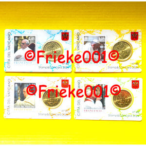 Vaticaan 4x 50 cent 2024 unc met postzegel in blister.(Nr. 48,49,50,51)