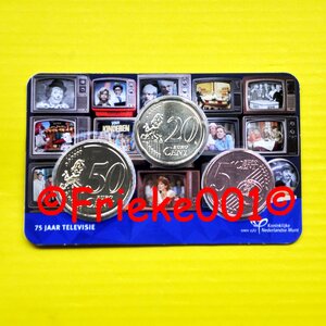Nederland 5 cent,20 cent en 50 cent 2026 in blister.(75 jaar TV)