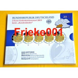 Germany 5x 2 Euro 2013 comm proof in blister