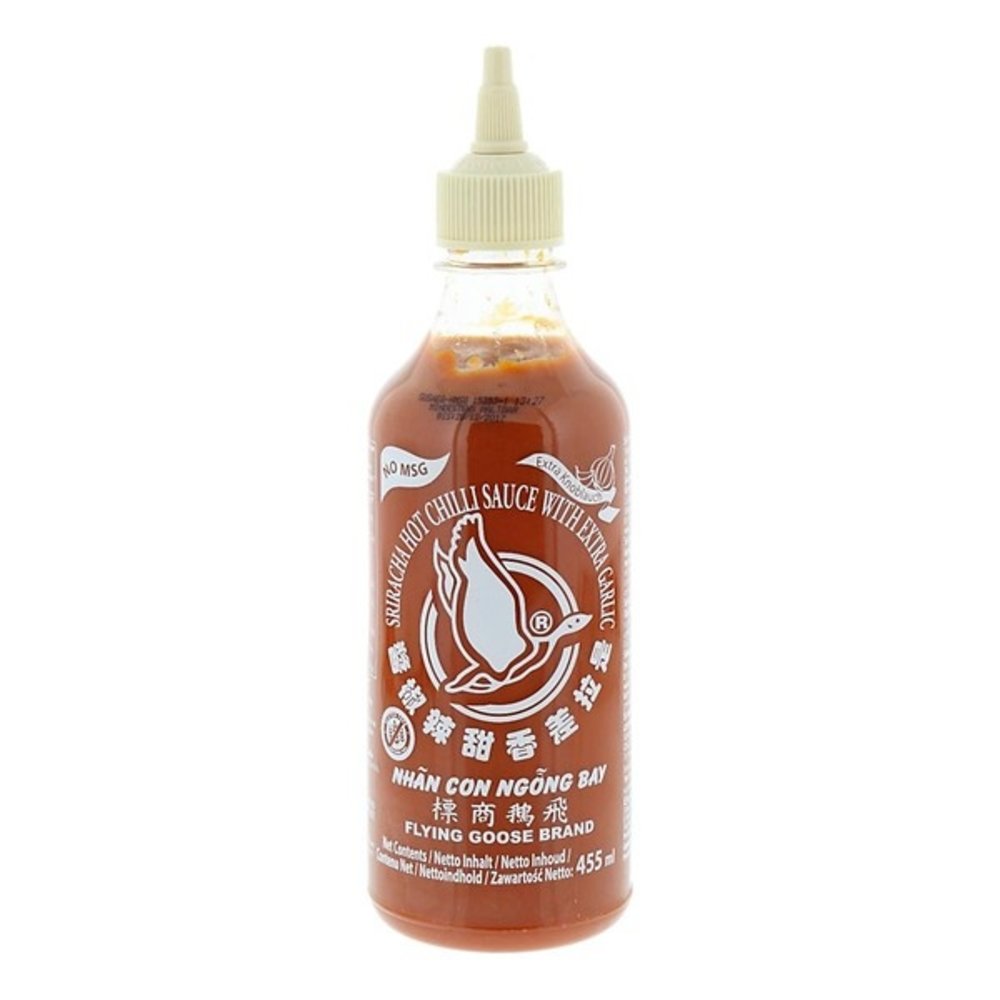 Flying Goose Chilisaus Sriracha hot, met extra knoflook 455 ml