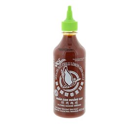 Flying Goose Chilisaus Sriracha hot, met citroengras 455 ml Flying Goose Chilisaus Sriracha hot, met citroengras 455 ml