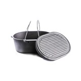 Valhal Dutch Oven Braadpan Gietijzer met Grill Deksel Ovaal 9 Liter