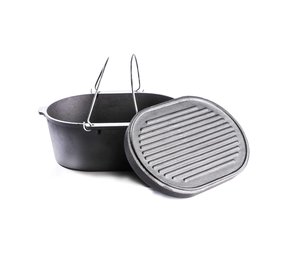 Valhal Dutch Oven Braadpan Gietijzer met Grill Deksel Ovaal 9 Liter Valhal Dutch Oven Braadpan Gietijzer met Grill Deksel Ovaal 9 Liter