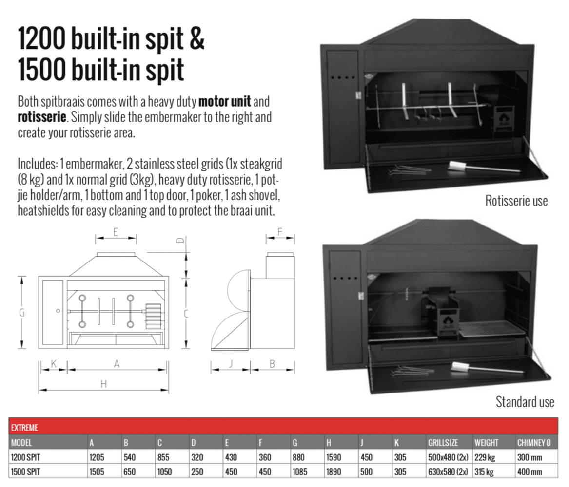 Zuid-Afrikaanse Spitbraai 1200 Home Fires Zuid-Afrikaanse Spitbraai 1200 Home Fires