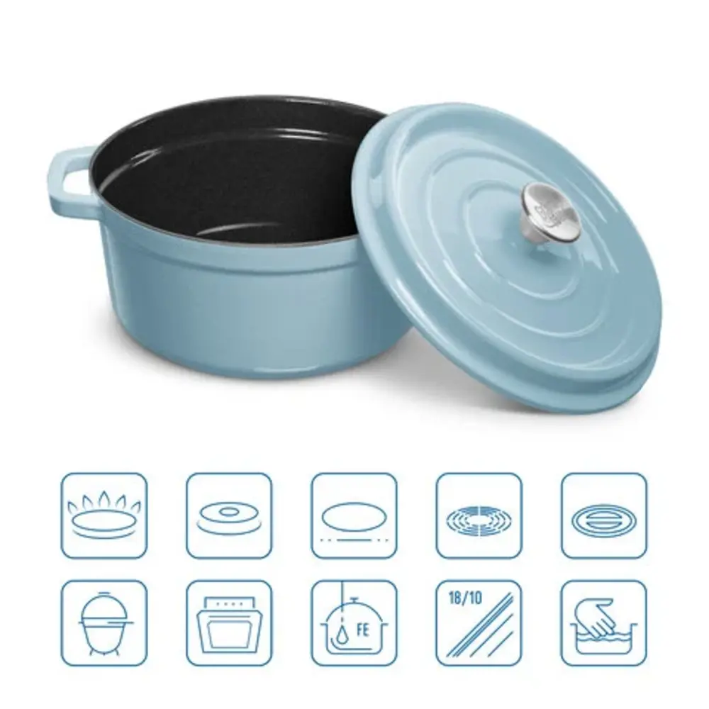Grand Feu - Geëmailleerde gietijzeren braadpan - 3,5 ltr. - licht blauw Grand Feu - Geëmailleerde gietijzeren braadpan - 3,5 ltr. - licht blauw