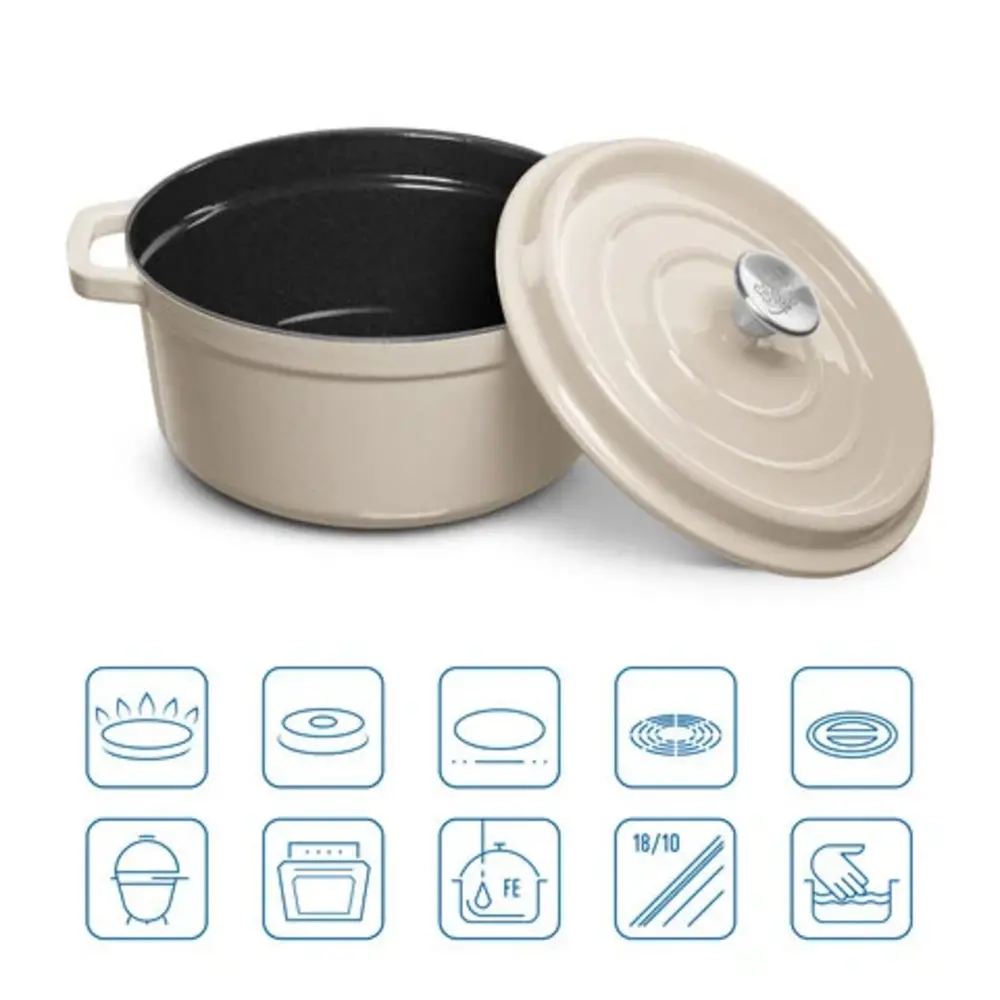 Grand Feu - Geëmailleerde gietijzeren braadpan - 3,5 ltr. - wit Grand Feu - Geëmailleerde gietijzeren braadpan - 3,5 ltr. - wit