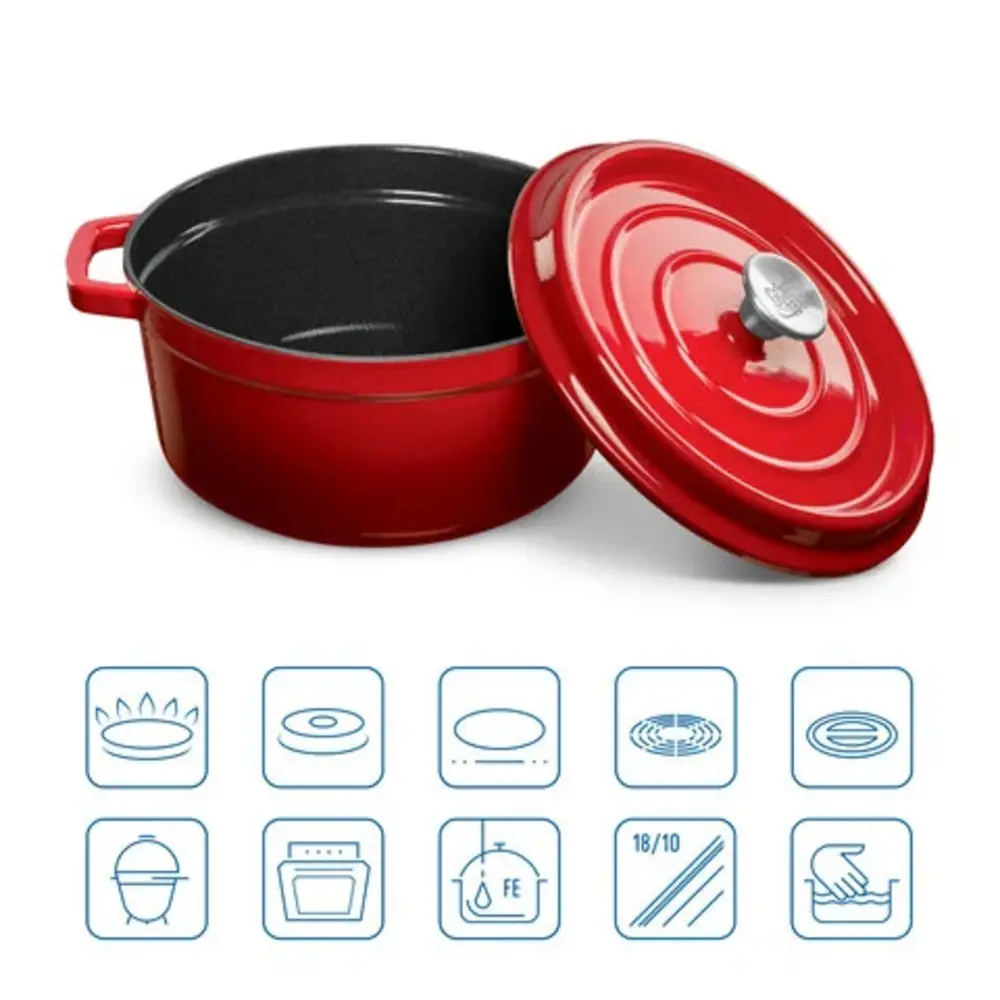 Grand Feu - Geëmailleerde gietijzeren braadpan - 4,7 ltr. - rood Grand Feu - Geëmailleerde gietijzeren braadpan - 4,7 ltr. - rood
