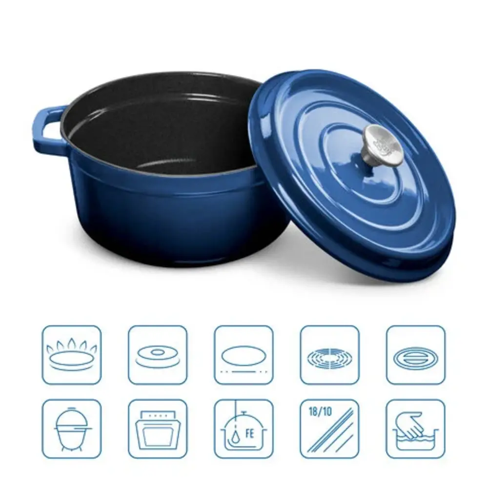 Grand Feu - Geëmailleerde gietijzeren braadpan - 4,7 ltr. - blauw Grand Feu - Geëmailleerde gietijzeren braadpan - 4,7 ltr. - blauw