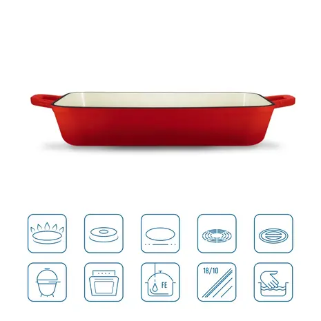 Grand Feu -Geëmailleerde gietijzeren ovenschaal - 3,2 ltr. - rood Grand Feu -Geëmailleerde gietijzeren ovenschaal - 3,2 ltr. - rood