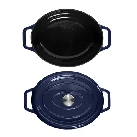 Grand Feu - Geëmailleerd gietijzeren braadpan - ovaal - 5,6 l - blauw Grand Feu - Geëmailleerd gietijzeren braadpan - ovaal - 5,6 l - blauw