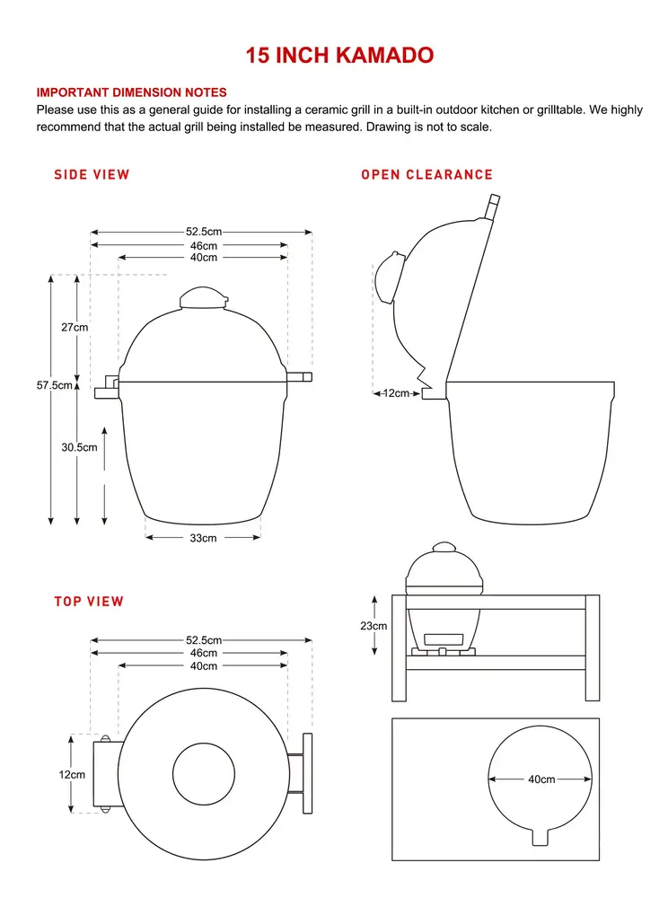 Kamado Pro Compact 15 inch Zwart Kamado Pro Compact 15 inch Zwart