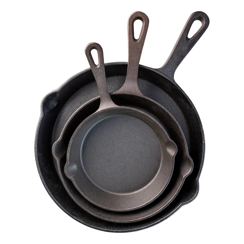 Set gietijzeren skillets 3 stuks