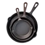 Set Gietijzeren pannen - Skillet -  16 cm, 19,5 cm en 24,5 cm