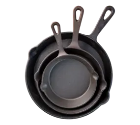 Set Gietijzeren pannen - Skillet -  16 cm, 19,5 cm en 24,5 cm