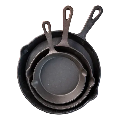 Set gietijzeren skillets 3 stuks