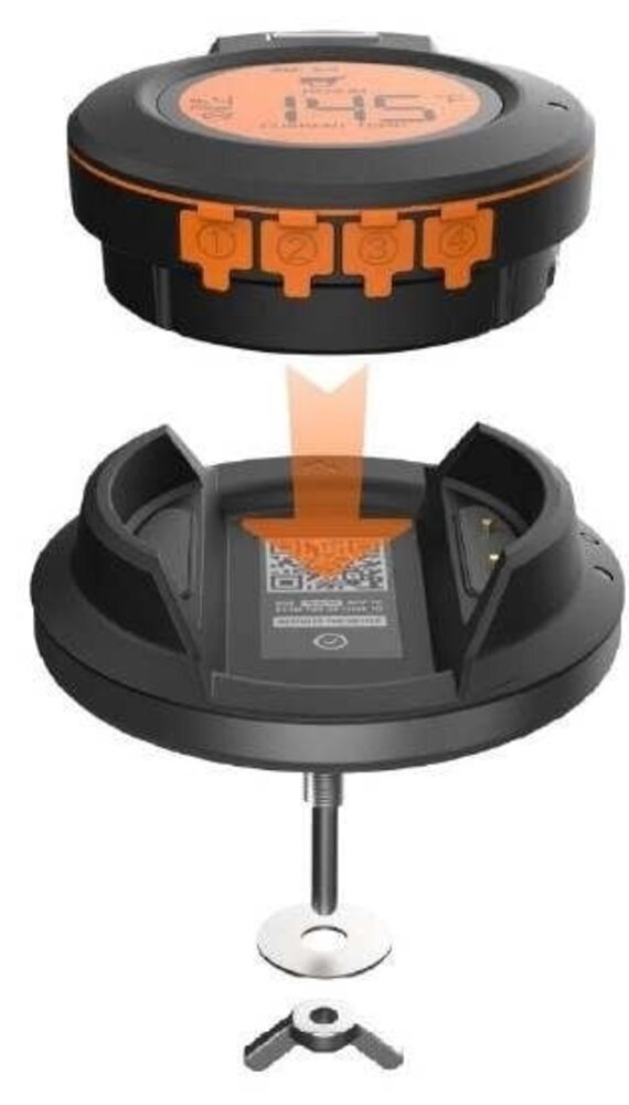 Digitale Bluetooth Dome thermometer met 2 probes en 4 poorten - waterdicht Digitale Bluetooth Dome thermometer met 2 probes en 4 poorten - waterdicht