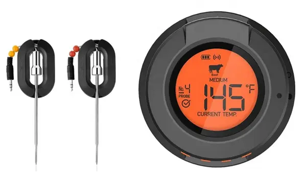 Digitale Bluetooth Dome thermometer met 2 probes en 4 poorten - waterdicht Digitale Bluetooth Dome thermometer met 2 probes en 4 poorten - waterdicht