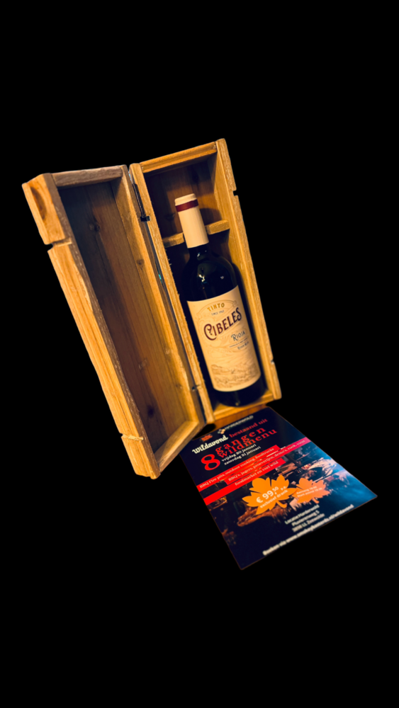 Inpakken in luxe doos met rode of witte wijn