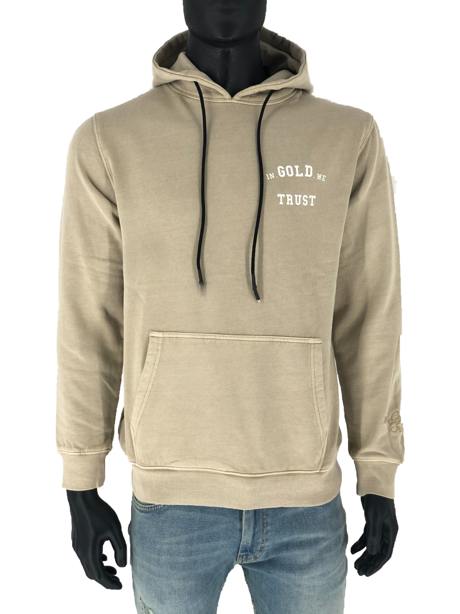 in gold we trust hoodie grey