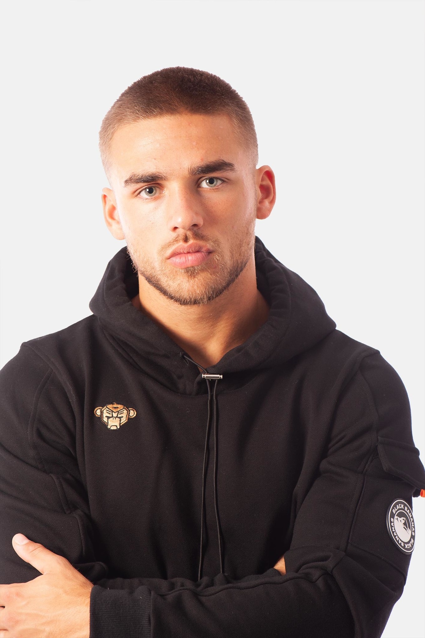 Hoodie top black bananas
