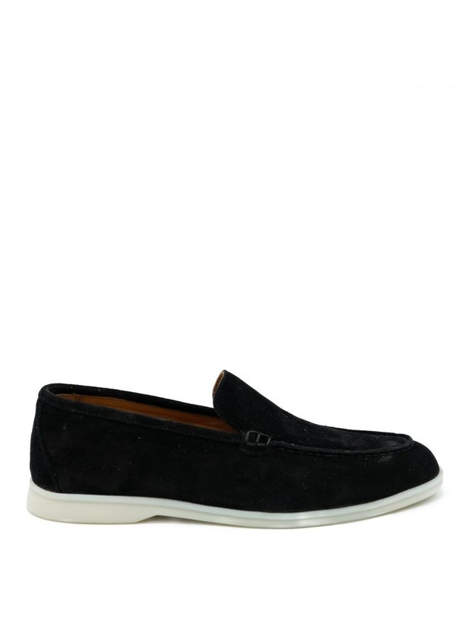HON HON LOAFERS SUEDE BLACK LOW
