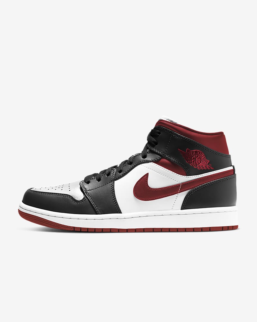 AIR JORDAN 1 MID WHITE/GYM RED-BLACK 