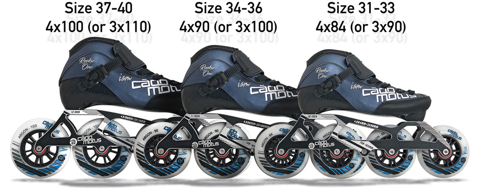 This inline speed skate frame is designed to take 4 wheels or 3 bigger wheels in one frame.