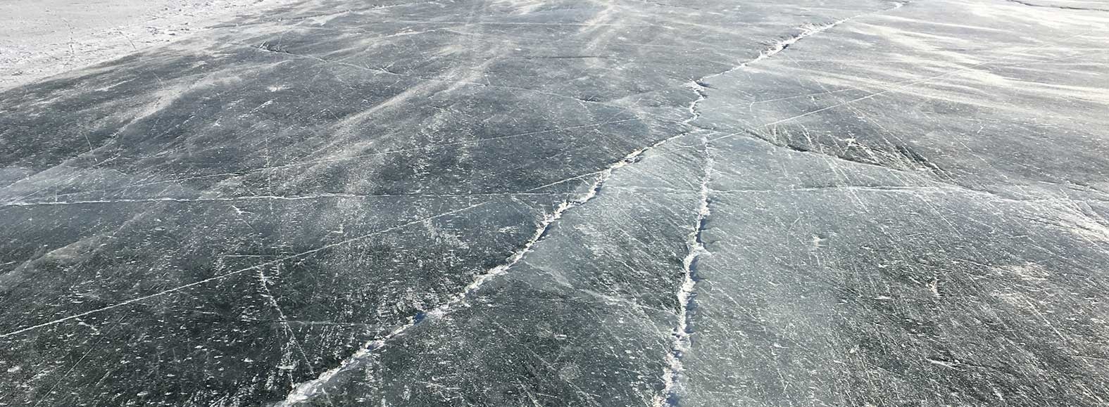 Natural ice often has deep cracks