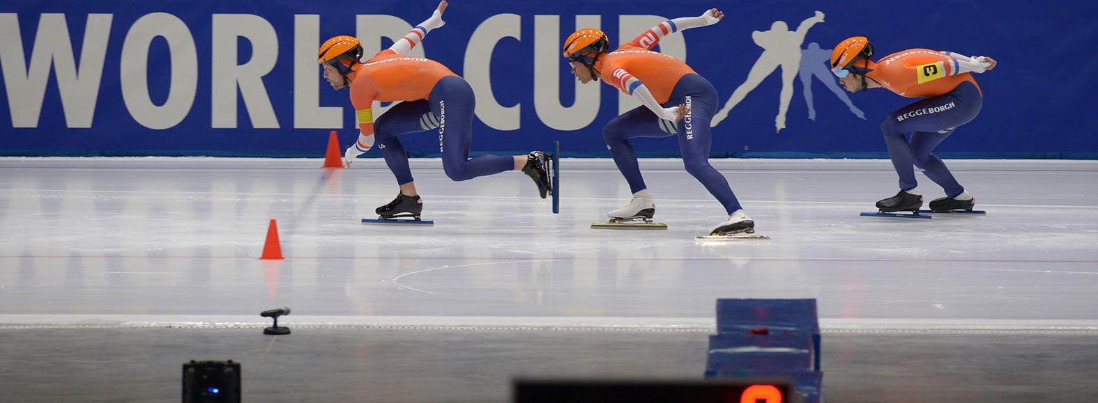 Team NL tijdens de Worldcup schaatsen