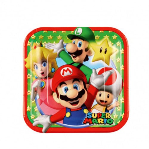 Super Mario 8 Super Mario Bros Gebaksbordjes - 18 cm Super Mario 8 Super Mario Bros Gebaksbordjes - 18 cm