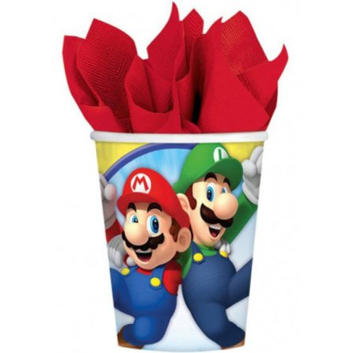 Super Mario 8 Super Mario Bros kartonnen Bekertjes Super Mario 8 Super Mario Bros kartonnen Bekertjes