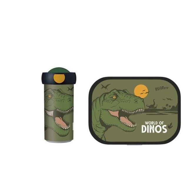 Dinosaurus Lunchset: Broodtrommel met Schoolbeker - Mepal