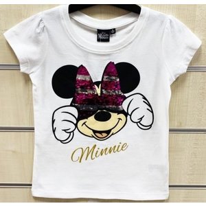 Minnie Mouse Minnie Mouse Paillettten T-Shirt - Wit Minnie Mouse Minnie Mouse Paillettten T-Shirt - Wit