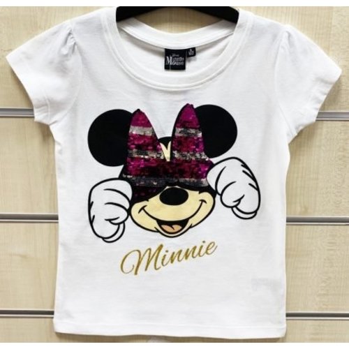 Minnie Mouse Minnie Mouse Paillettten T-Shirt - Wit Minnie Mouse Minnie Mouse Paillettten T-Shirt - Wit
