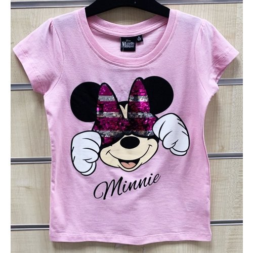 Minnie Mouse Minnie Mouse Paillettten T-Shirt - Roze - Maat 98 Minnie Mouse Minnie Mouse Paillettten T-Shirt - Roze - Maat 98