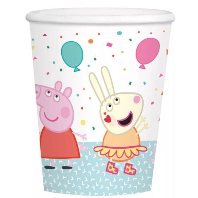 8 Peppa Pig Feestbekertjes Wit - Karton