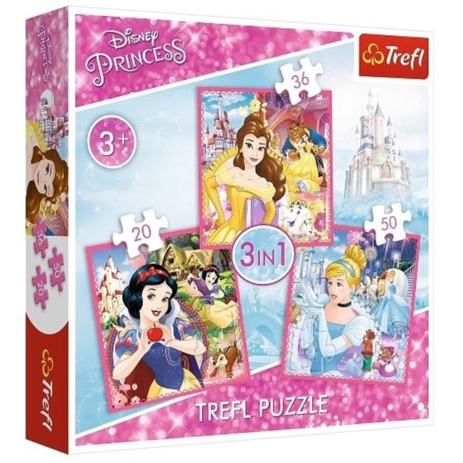 Disney Princess 3 in 1 Puzzel - 20/36/50 stukjes - Trefl