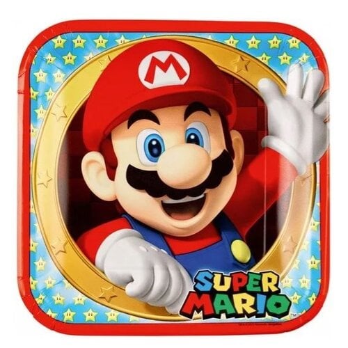 Super Mario 8 Super Mario Bros Feestbordjes - 23 cm Super Mario 8 Super Mario Bros Feestbordjes - 23 cm