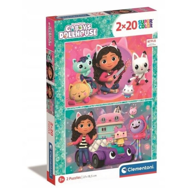 Gabby's Poppenhuis 2 in 1 Puzzel - 2 x 20 stukjes - Clementoni