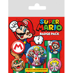 Super Mario Super Mario Buttons / Badges - 5 stuks