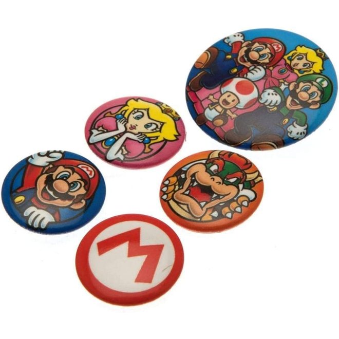 Super Mario Buttons / Badges - 5 stuks