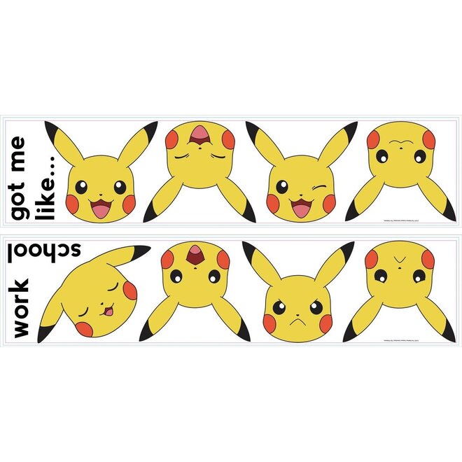 Pokémon Muurstickers Faces - Pikachu
