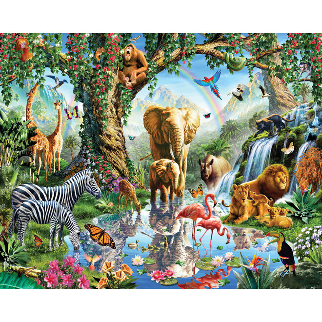 Jungle Dieren Waterval Posterbehang - Walltastic