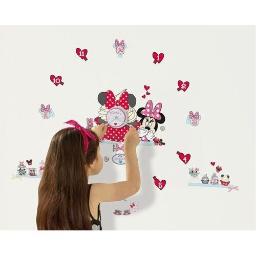 Minnie Mouse Minnie Mouse Wandklok / Klok met Muurstickers Minnie Mouse Minnie Mouse Wandklok / Klok met Muurstickers